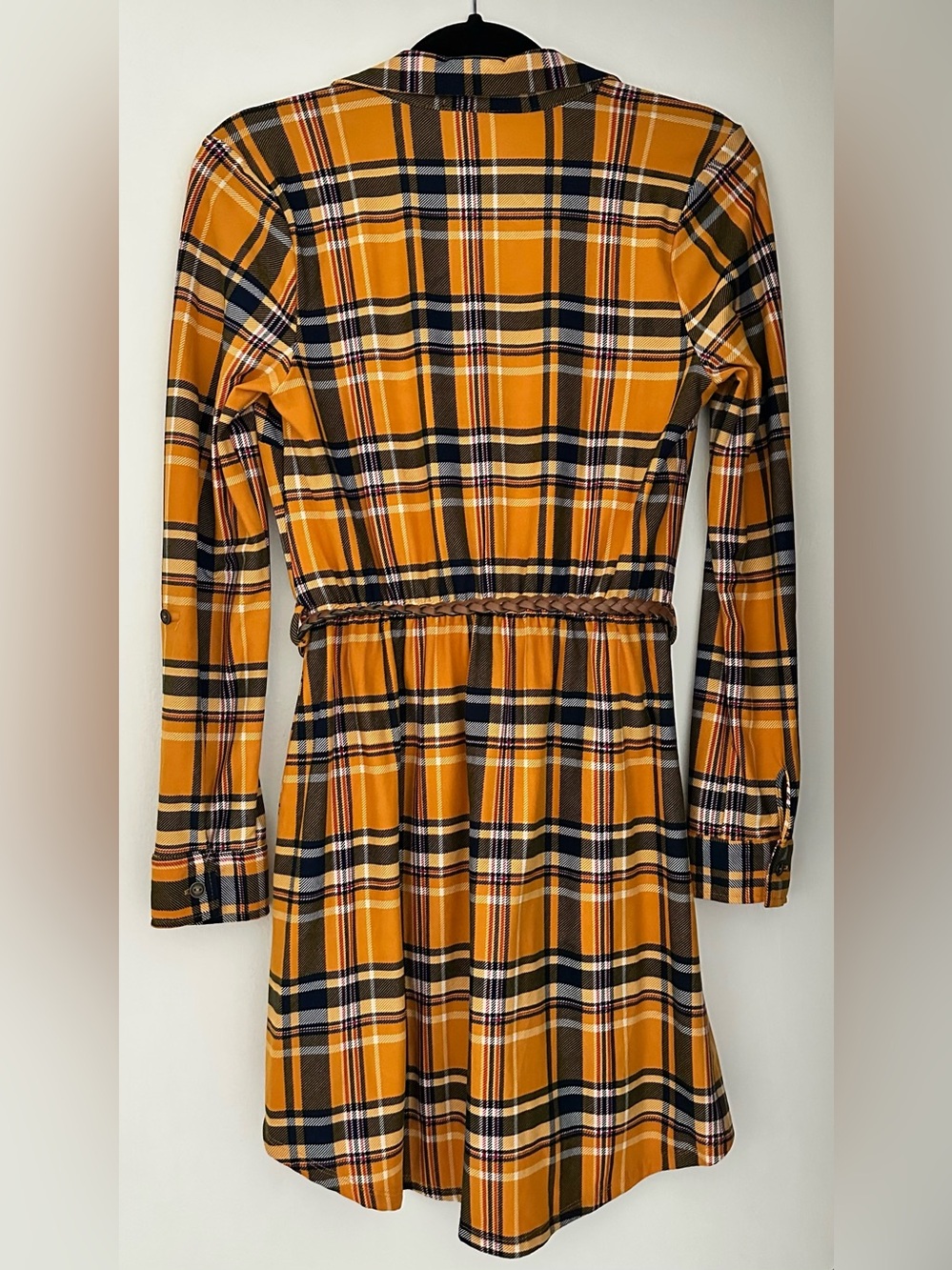 Derek Heart Plaid Button-Up Mini Dress with Belt Size Medium - Picture 3 of 7